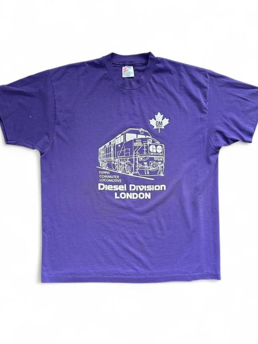 Vintage 90s GO Train GM Diesel Division London Ontario Train T Shirt Men's XL